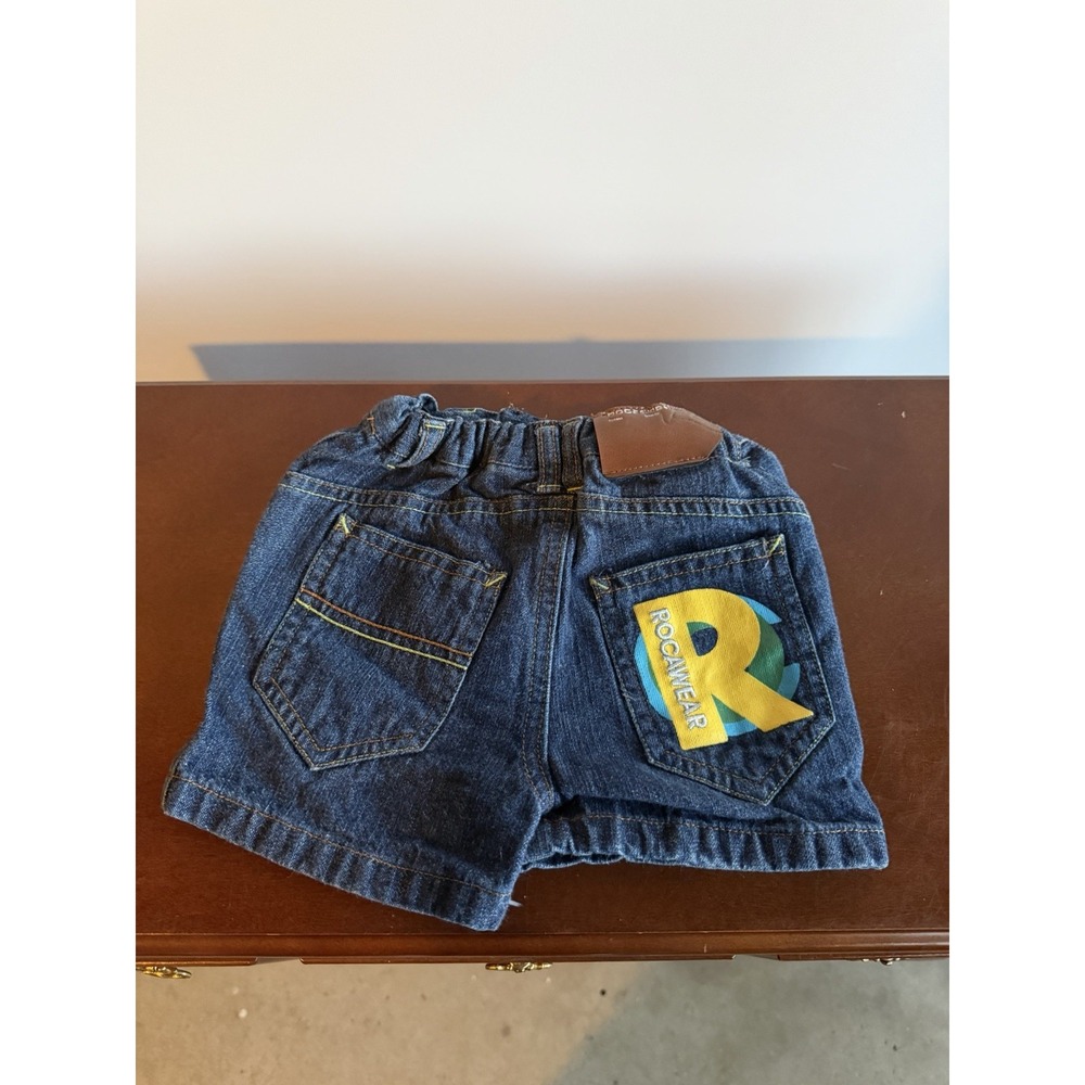 Y2K Rocawear Denim Blue Jean Shorts Embroidered Toddler 0-6m